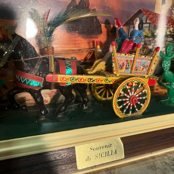 Vintage Sicilian Italian Folk Art miniature Horse And people Souvenir in box 60s - Picture 8 of 16